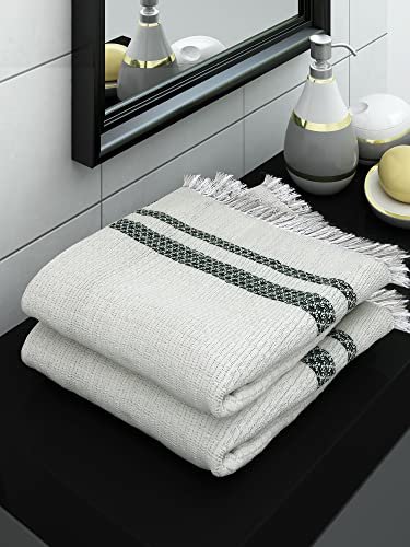 Athom Living Ecosaviour Premium Cotton Bath Towel Pearl White (Pack of 2)