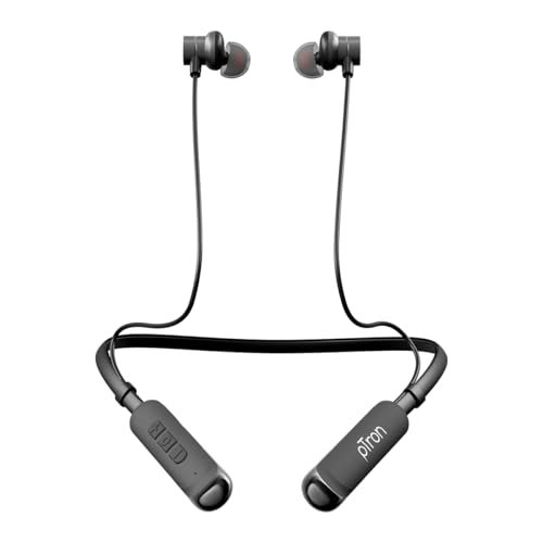 pTron Tangentbeat V2 w/ 50Hrs Playtime, 13mm Drivers, Dual-Device Pairing, Bluetooth 5.4 Wireless in-Ear Earphones w/Mic, Hall Switch Feature, Magnetic Earbuds, Type-C Fast Charging & IPX5 (Obsidian)