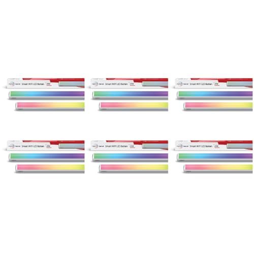 wipro Next Smart Wi-Fi 20W CCT+RGB LED Batten | 16 Million Colours | White Tunable | Dimmable |Scheduling |Scene Creation |Smart Grouping of Lights |Amazon Alexa & Google Asst. Compatible |Pack of 6