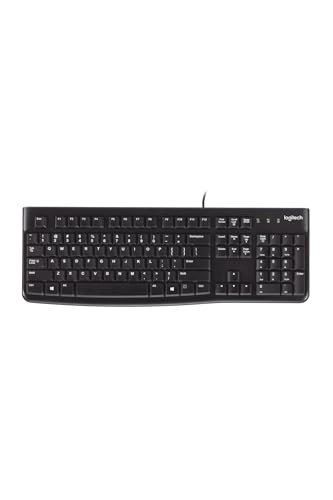 Logitech K120 Wired Keyboard for Windows, USB Plug-and-Play, Full-Size, Spill-Resistant, Curved Space Bar, Compatible with PC, Laptop