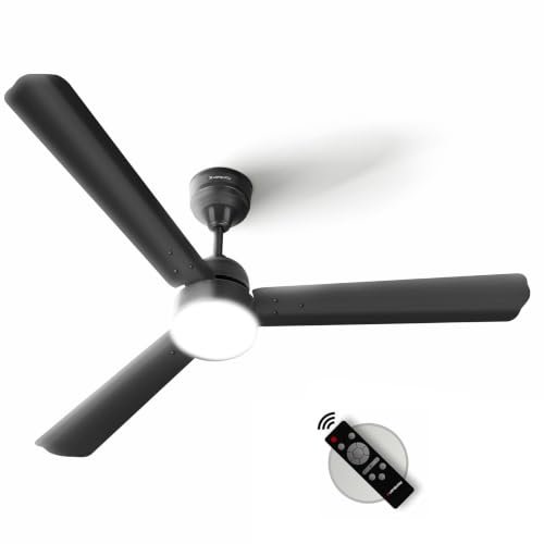 LONGWAY Luminair 1200 mm BLDC Ceiling Fan with Remote Control & LED Light | BEE 5 Star Rated Energy Efficient | Ultra High Speed 3 Blade Anti-Dust Decorative Ceiling Fan (Smoked Brown, Pack of 1)
