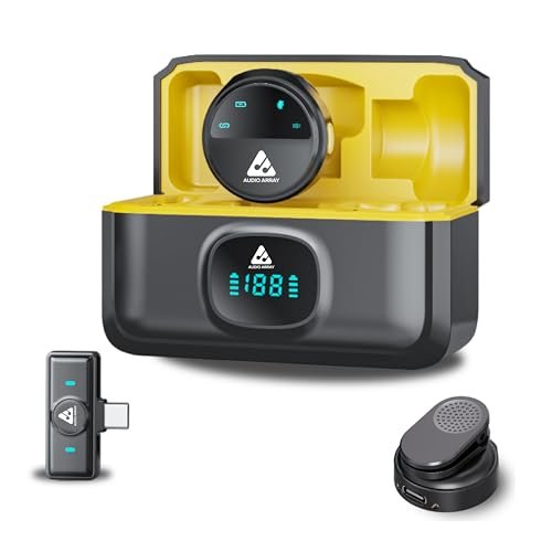 Audio Array Magnetic Wireless Lapel Microphone Set | One Touch Smart Noise Reduction | 48KHz/24Bit Hi-fi Recording | 50M Range | 800mAh 48Hrs Long Battery Backup | Vlogging, Podcast, Streaming|AM-W20