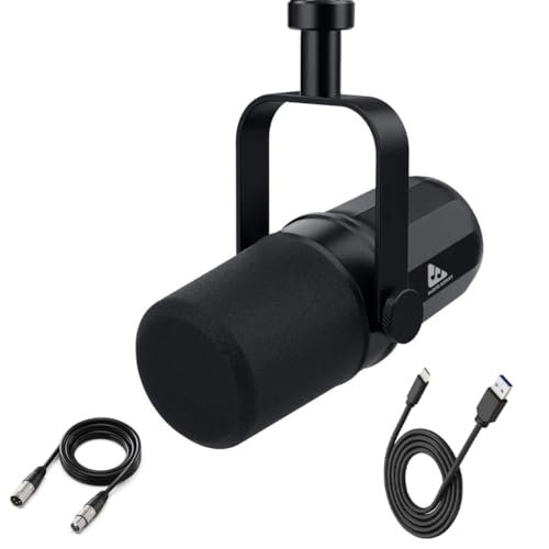 Audio Array AM-C11 XLR/USB Dynamic Podcast Microphone | Built-in Monitoring | One Touch Mute and Volume Control | Premium Metal Build | 2M XLR & USB Cable | Streaming, Gaming, Podcasting, Singing