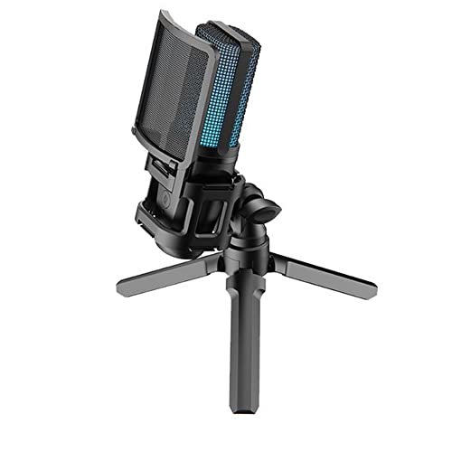 Audio Array AM-C32 Professional RGB USB Condenser Microphone with Tripod/Pop Filter & Shock Mount | No Latency Monitoring & Mute Button | For PC/Mobile, Gaming, Podcast, Streaming, Recording & Singing