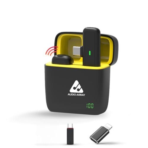 Audio Array Solo Wireless Lapel Over Ear Mic|in-Built ANC,Plug N Play,LongBattery Life,Ultra-Low Latency,Upto 30M Range|Compatible with iPhone&Android|Vlogging,Streaming,Teaching,YouTube,Black|AM-W16