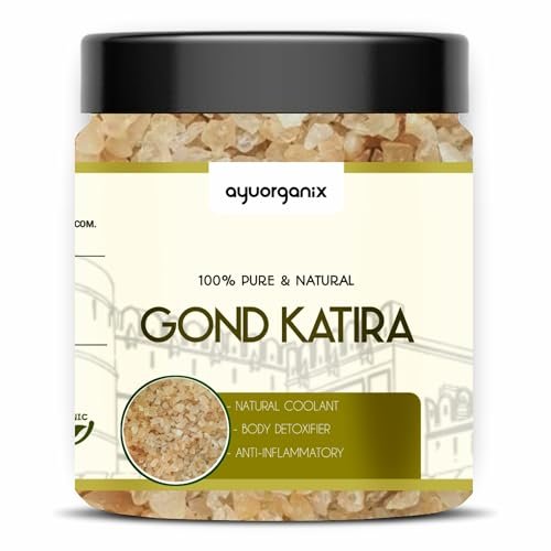 AYUORGANIX Gond Katira 350g – 100% Natural & Edible Tragacanth Gum | Ayurvedic Cooling Herb for Summer Drinks, Digestion & Skin Care | Organic Gond for Falooda, Sharbat & Weight Management