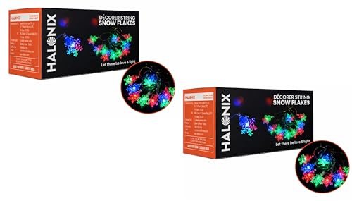 Halonix Decorer Snow Flakes 15 Bright Led String Light | Diwali Light | Christmas Light | Wedding Light | Festive Lights for Home Decoration (Red Blue Red Green, 4 Meters, Pack 2)
