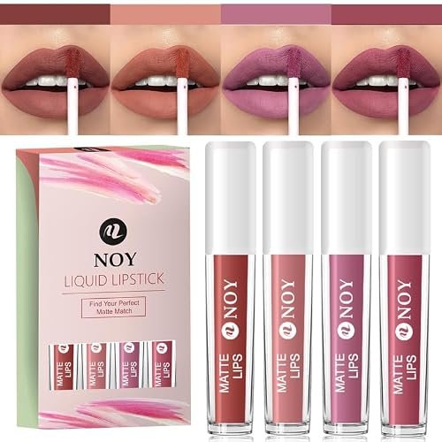 NOY Frontier Chic: 100% Non Transfer Western-Inspired Nude Matte Smudgproof Lipstick Sets 4 Brown Nude, Nude, Nude Pink, Mauve Nude #WC118