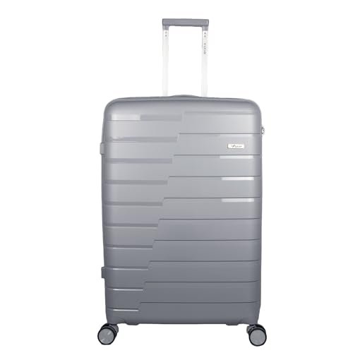 F Gear PPS27 Polypropylene Hardshell/Hardsided/Hardcase Light Weight 8 Wheeler Spinner Luggage Bag/Smooth Speed Wheel Suitcase/Trolley with TSA Lock for Men Women (Check in 28 Inch, Light Grey)