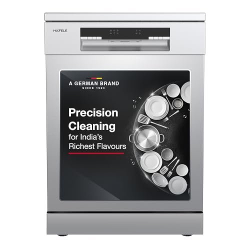 Hafele Aqua Chrome Dishwasher |13 Place Settings |Upto 70 Utensils |Designed for Indian Kitchens |Free-Standing |Hygienic & High-Performance Cleaning |Premium Stainless Steel Finish |5-Year Warranty