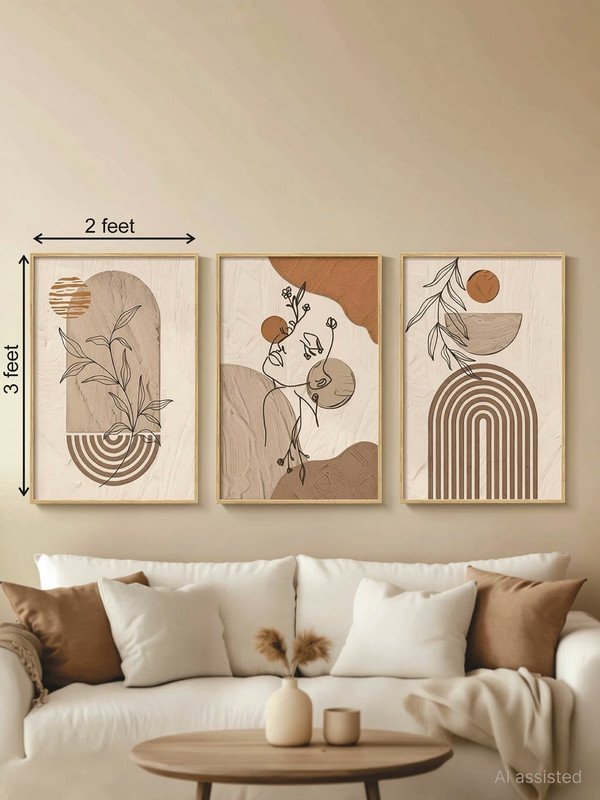 Ajay craft Wall Art Framed code1012 For Bedroom, Living Room Acrylic 13 inch x 10 inch Painting(With Frame, Pack of 3)