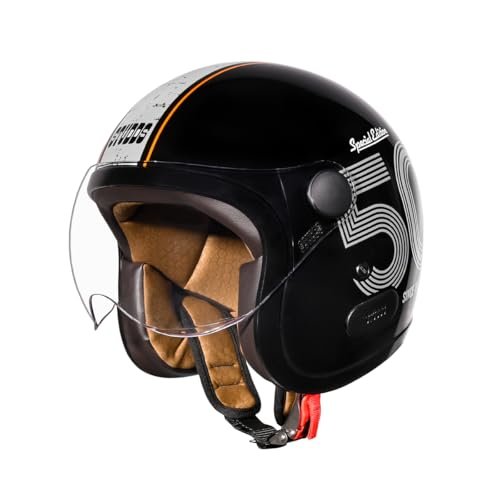 Studds Jet 50 Open Face ISI Certified Helmet | Lightweight with Chopper Visor & Stainless Steel Buckle Black – Grey – L