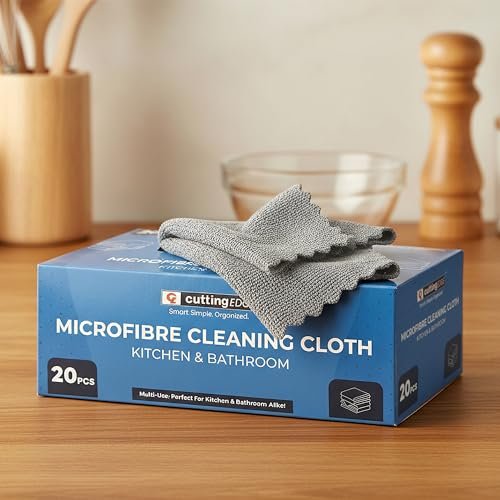 Cutting EDGE 180 GSM – Set of 20 – Microfiber Car & Bike Cleaning Cloth Dispenser, Tearable Reusable Cloth, Super Absorbent, Lint Free, Scratch Free for Car Cleaning & Detailing (30 x 20 cm)