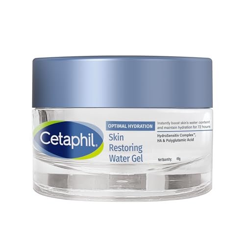 Cetaphil Optimal Hydration Restoring Water Gel 48 g – Lightweight 72H Weightless Hydrating Gel for Dry & Sensitive Skin | Daily Moisturisation Hydro Boost & Skin Refreshing Formula