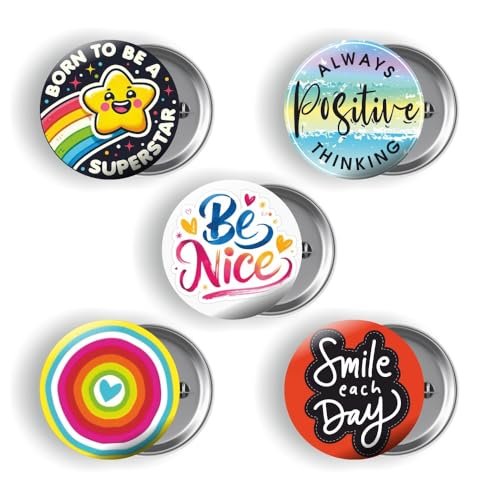 Motivational Pins Badges 58mm Size | Round Button Badges | Inspirational Quotes | Return Gift | Event Badges | Kids Badges | Women brooches | Perfect for Backpacks (Combo 2 Pack of 5)