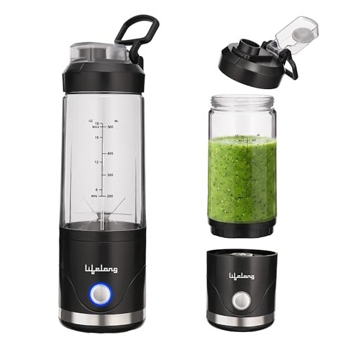 Lifelong Portable Blender 650ml | Portable Juicer Mixer for Smoothies & Juice | 4000mAh USB Rechargeable | 6 Stainless Steel Blades, Durable ABS Build | Detachable Build for Easy Clean | Carry Handle