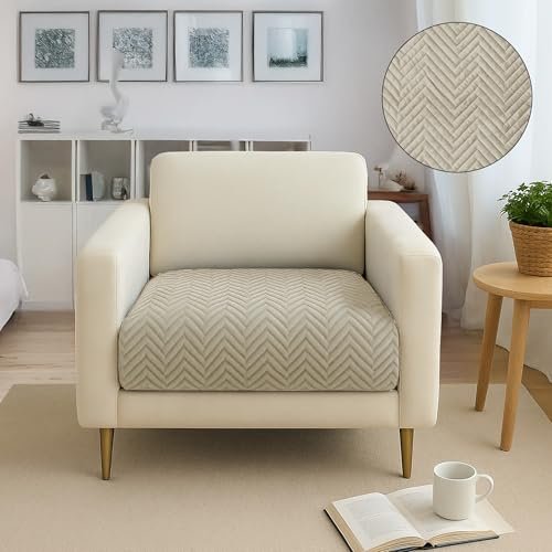 Amazon Basics – Velvet Quilted Make Your Own Sofa Cover |1 Seater | Multi-Layered Fabric |70cm x 70cm | 350 GSM | Color – Beige