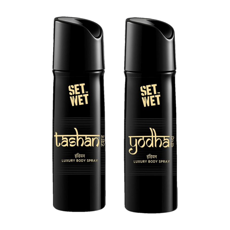 SET WET Yodha,Tashan Luxury & Long Lasting Body Spray I Manly & Luxury Fragrance for Men Deodorant Spray  –  For Men(300 ml, Pack of 2)