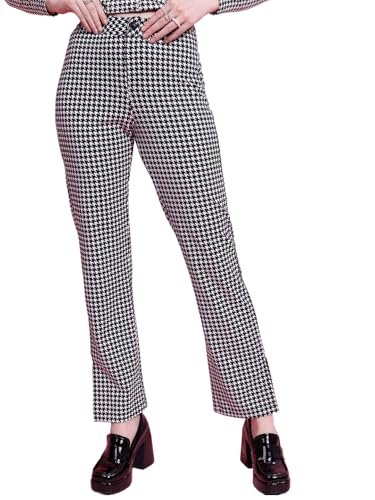 Tokyo Talkies Women Monochrome Conversational Printed Mid Rise Trousers