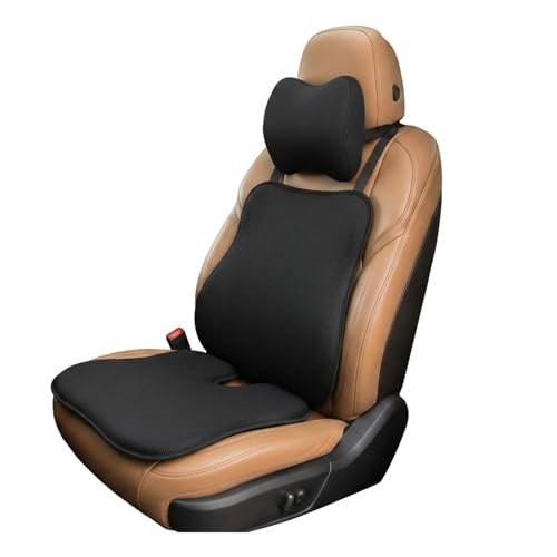 Amazon Basics Memory Foam Car Comfort Combo of 3 – Car Neck Rest Pillow, Lumbar Back Support Cushion & Wedge Seat Cushion | Ergonomic Car Seat Support for Driving, SUV, Sedan, Universal Fit – Black