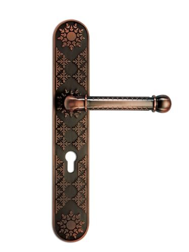 Godrej Mortise Lock | Handle Lock Set for Main & Bedroom Door| Arsa Kalasam 350 mm Plate Handle | 240 mm Eco Lock Body | 60 mm Eco Pin Cylinder 1CK | Antique Copper| 5 Year Warranty