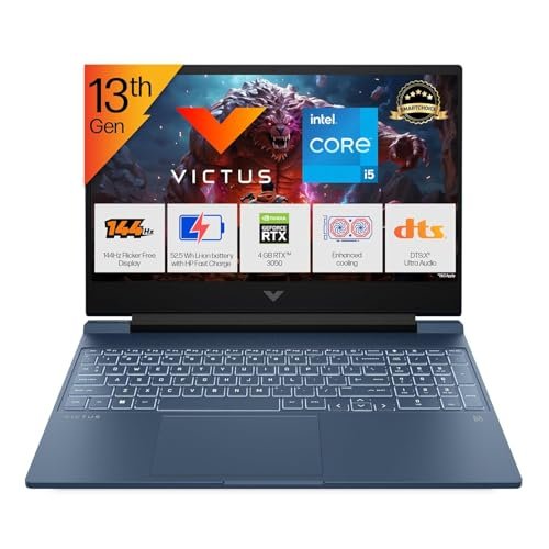 HP Victus 15-fa2191TX/FA2190 Gaming Laptop – 13th Gen Intel Core i5, 15.6″ FHD 144Hz, RTX 3050A 4GB, 16GB RAM, 512GB SSD, Win 11, Backlit KB – Blue