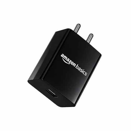Amazon Basics 18W Quick Charge 3.0 Wall Charger | USB Port | BIS Certified | Fast Mobile Charger for Android, TWS, Headphones & Power Banks, Black