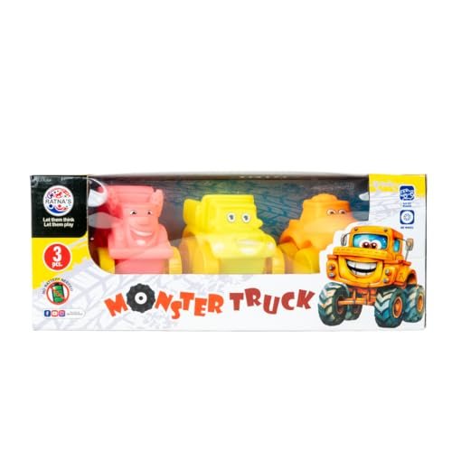 RATNA’S Monster Truck Toys, Cartoon Design 4WD Cars 3 PC