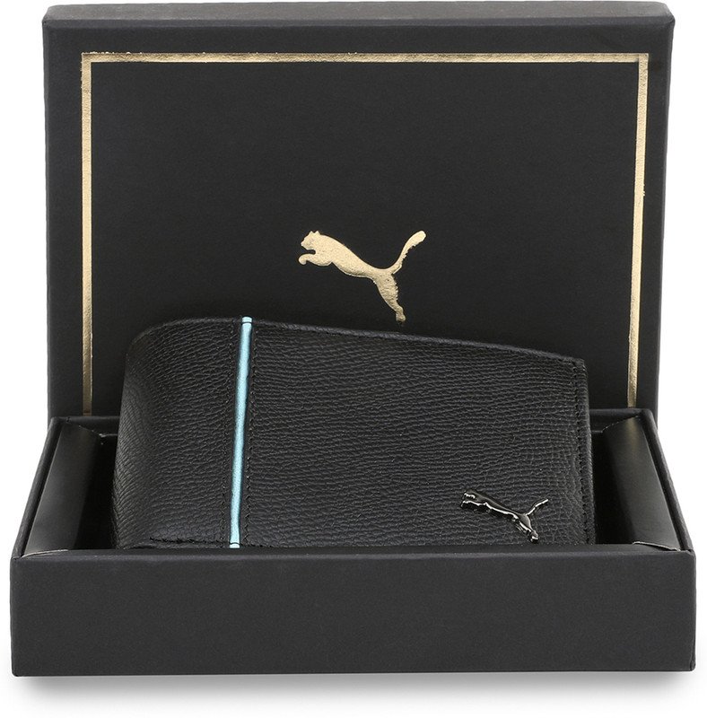 PUMA Men & Women Casual Black Genuine Leather Wallet(8 Card Slots)