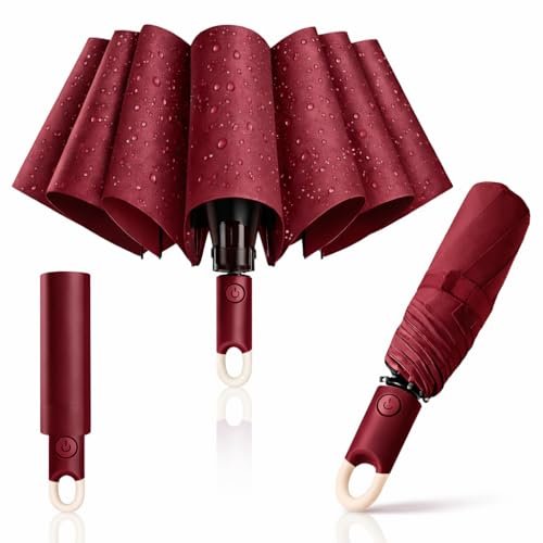 Owme UV Umbrella for Women, Mini Folding Portable 3-Fold Umbrellas | Manually Open & Close for Rain and Sun Protection, Anti-Slip Handle | Windproof Umbrlla | Chata for Rain for Men – MAROON