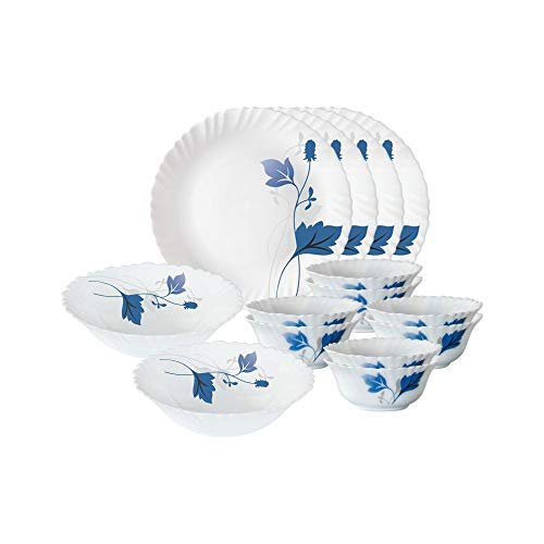 Larah by Borosil Ageria Opalware Dinner Set, 14-Pieces, White