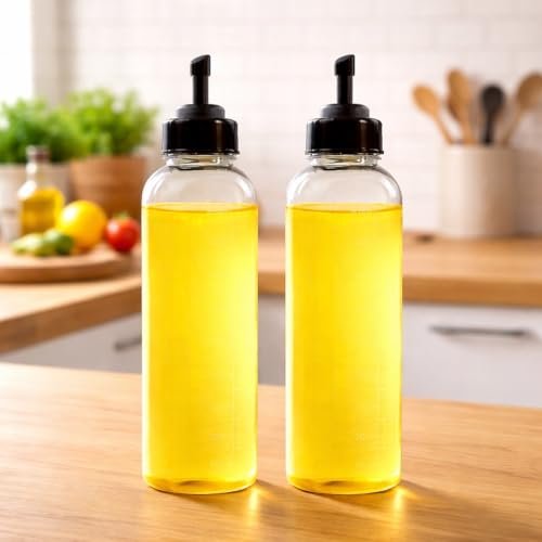 HomeWiz Oil Dispenser For Kitchen Plastic Bottle 1 Litre | Pack of 2 Oil Bottle | Food Grade BPA-Free Cooking Oil Bottle with Flip Nozzle | Leak-Proof Storage for Daily Cooking | Easy to Pour & Clean