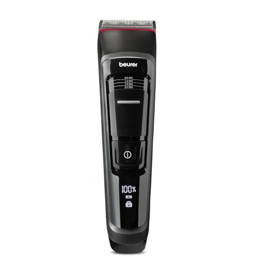 Beurer MN5X Hair Clipper for Professional and Fast Hair Cutting, Stainless Steel Blades for Individual Styling, 4 Step Fine Adjustment with Battery.