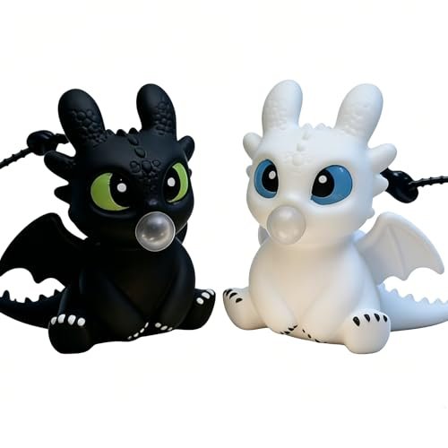 ZorbaDesi 2-Piece Dragon Keychain Set with LED Glow Light, Luminous Cartoon Figure Keychains for Car & Bike Keys, Cute Dashboard Decor Toys, Glowing Pendant Charms for Kids & Gift Giving