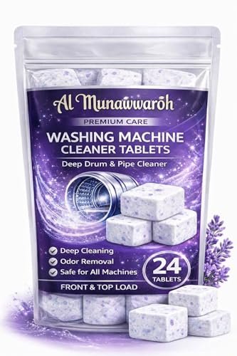 Washing Machine Cleaner Tablets (24 Tablets) | Drum & Pipe Deep Cleaner | Lavender Scent | Removes Odour, Limescale & Residue | For Front Load & Top Load Fully Automatic Washing Machines