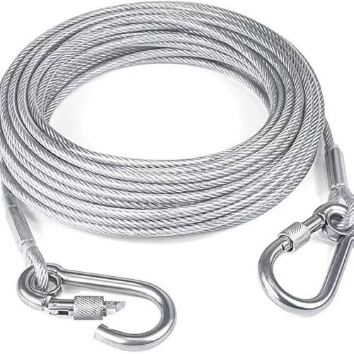 VIVITO Heavy-Duty Stainless Steel Clothesline with Carabiner Hooks | Rust-Proof Thick Laundry Drying Rope | Extra-Strong Clothes Line for Balcony, Camping, Dorm & Home Use (5 Meter- Pack of 1)