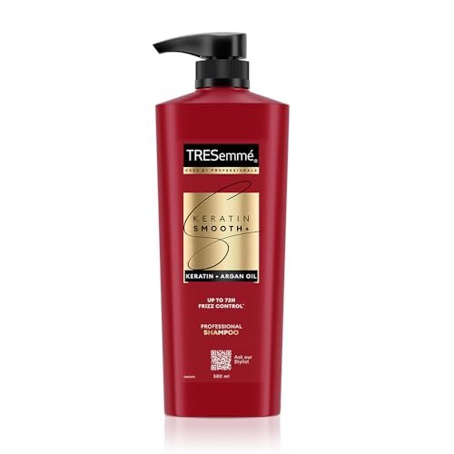 TRESemmé Keratin Smooth Shampoo 580 ML | 72H Frizz Control with Keratin Protein & Argan Oil | Paraben Free Smoothening Shampoo for Dry & Frizzy Hair