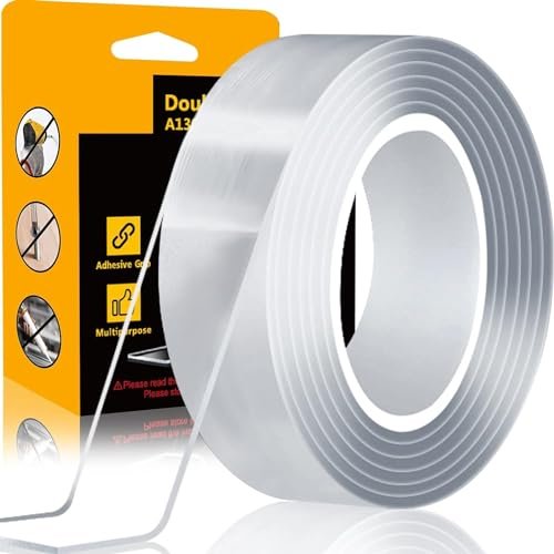 ECLET Nano Double Sided Tape, Multipurpose Super Sticky Gel Grip Mounting Tape, Washable, Reusable, No Residue, for Home & Office, 2mm Thick, 1.2 Inch Wide, Transparent (3 mtrs)