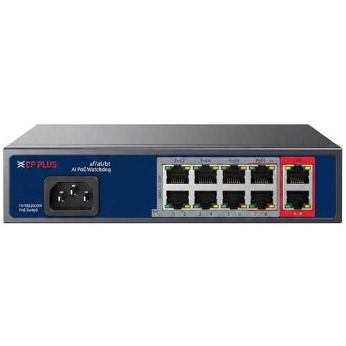 CP Plus 8 Port POE Switch with 2 GIGA UP-Link Ports (CP-ANW-HPU8G2-N12)