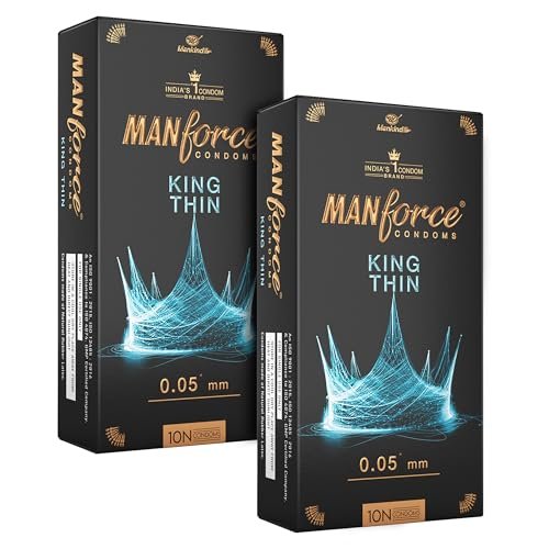 Manforce King Thin Ultra-Thin Unflavoured Condoms, 10 Pieces x Pack of 2