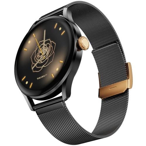 Fire-Boltt Glitz Women Smart Watch with 1.19” AMOLED Display, Bluetooth Calling, Rotating Crown, Always On Display, 1000 Nits Brightness, IP68 Waterproof Midnight Onyx