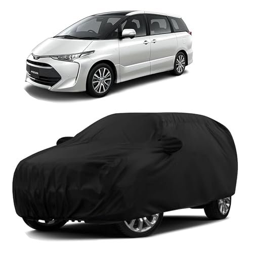 Sulfar 100% Water Resistant Car Body Cover Compatible with Mirror & Antenna Pockets for Toyota Previa (Triple Stitched, Full Bottom Elastic, Black)