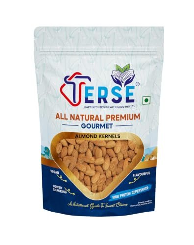 TERSE Premium Natural Almonds 200g | Badam Giri, Healthy Snacks, Dry Fruits | Crunchy Nuts | High in Fiber | Rich in Protein | Magnesium | Phosphorus | Dietary Fibre | Zero Cholesterol