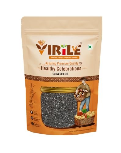VIRILE Premium Chia Seeds 400g (Pack of 2) – Seeds for Weight Management | Rich in Calcium, Protein & Fibre | Beat the Heat | 100% Clean Chia Seeds for Eating | Antioxidant Rich Seeds