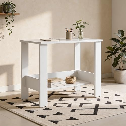 Green Soul Indus Study Table| 𝖨𝖲-𝟥𝟢𝟪𝟩 Complaint Engineered Wood| Compact Design|Hidden Book Shelf|Computer Table for Home PC|Writing Desk for Adults & Students | 90cm Wide|1 Yr Warranty – White