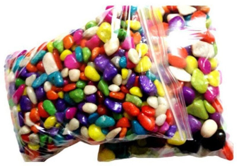 KOKIWOOWOO Fish Aquarium Multicolour Stone (1 Kg) River Rock Unplanted Substrate(Multicolor, 1 kg)
