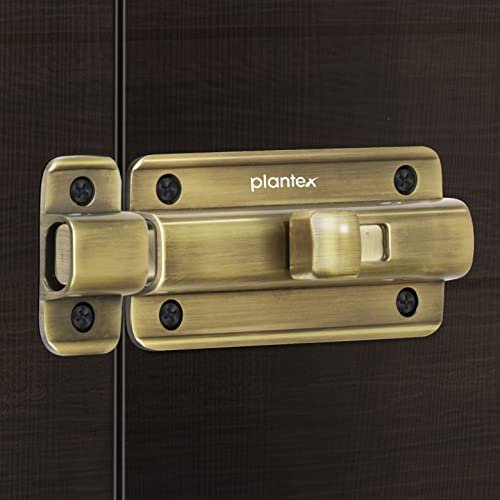 Plantex Premium Heavy Duty Door Stopper/Door Lock Latch for Home and Office Doors/Baby Latch – Pack of 1 (Brass Antique)