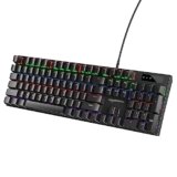 amazon basics Wired Gaming Mechanical Keyboard with Outemu Blue Switches and Rainbow LED | Anti-ghosting Keys |8 Gaming Modes
