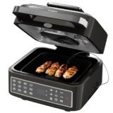 Lifelong Digital Air Fryer For Home With Smart Thermometer, 7 Litre With 12 Pre-Set Menus – 1400W, Electric Airfryer With Dehydration & Barbeque Functions Uses Up To 90% Less Oil,(Indoor Grill, Black)