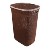 Cello Creta Plastic Laundry Basket with Lid, Dark Brown, 50 Ltrs | Lightweight and Portable | Storage Organizer | Convenient Handling | Useful For Storing Clothes, Toys, Books